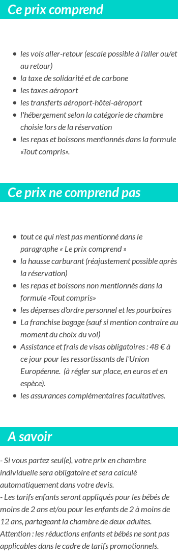 Conditions tarifaires