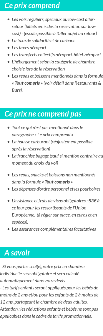 Conditions tarifaires