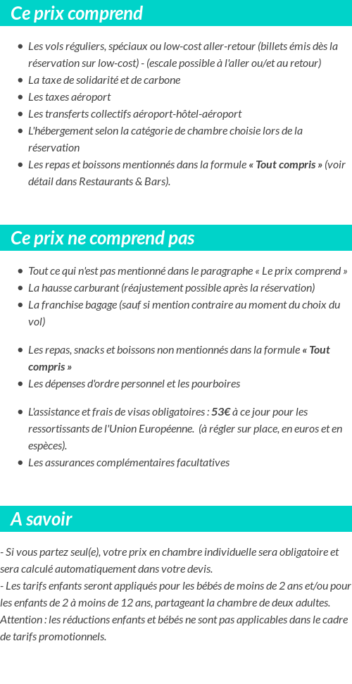 Conditions tarifaires