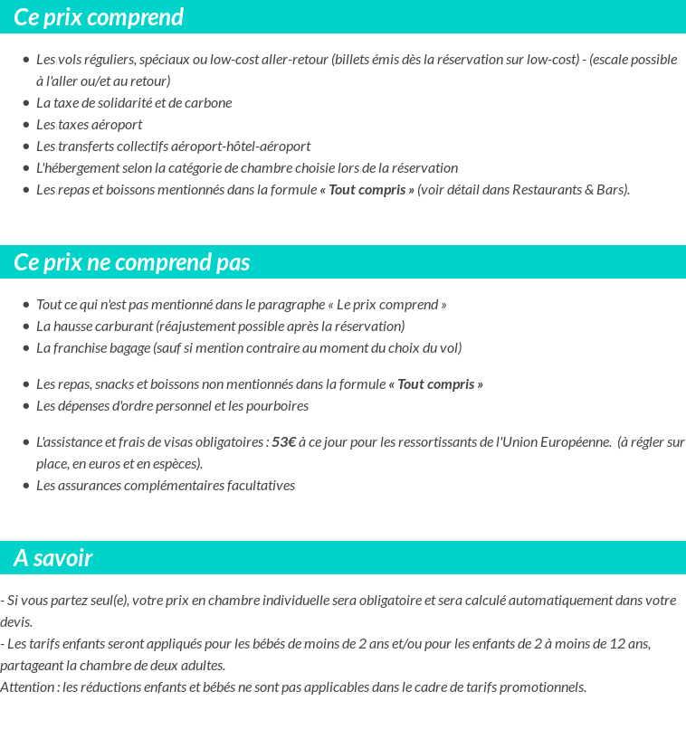 Conditions tarifaires