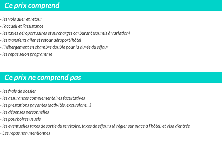 Conditions tarifaires