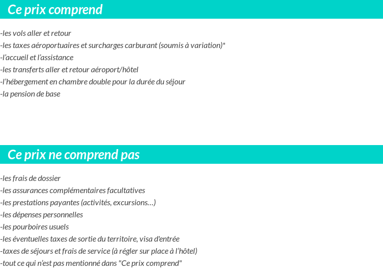 Conditions tarifaires