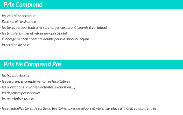 Conditions tarifaires