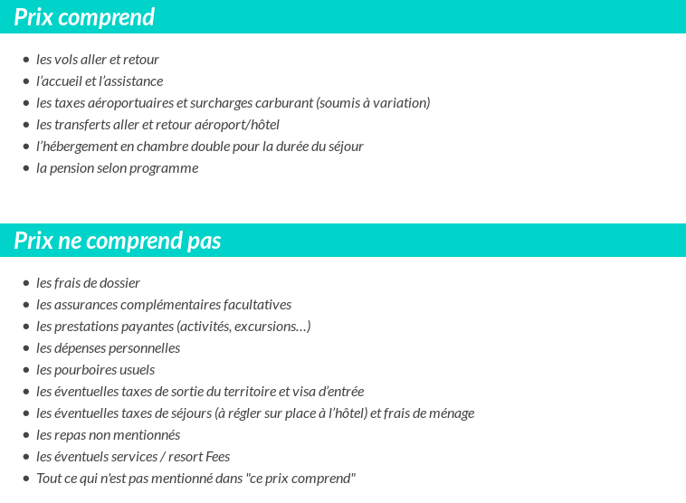 Conditions tarifaires