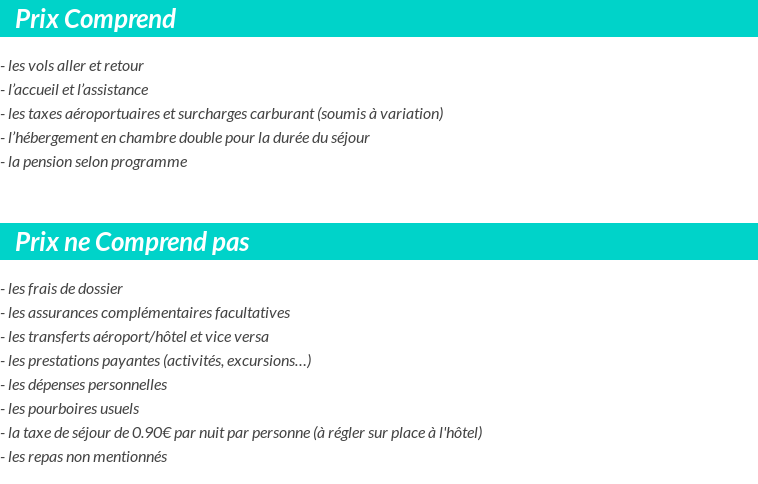 Conditions tarifaires