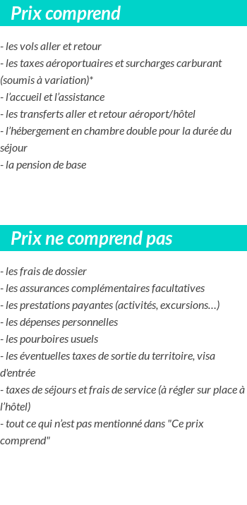 Conditions tarifaires