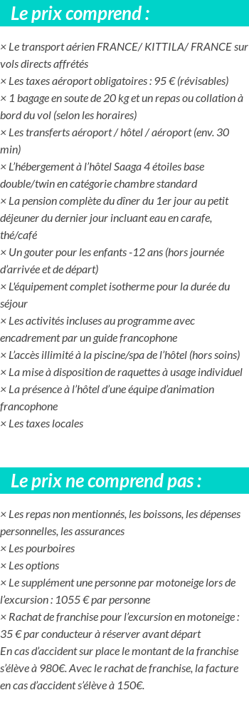 Conditions tarifaires