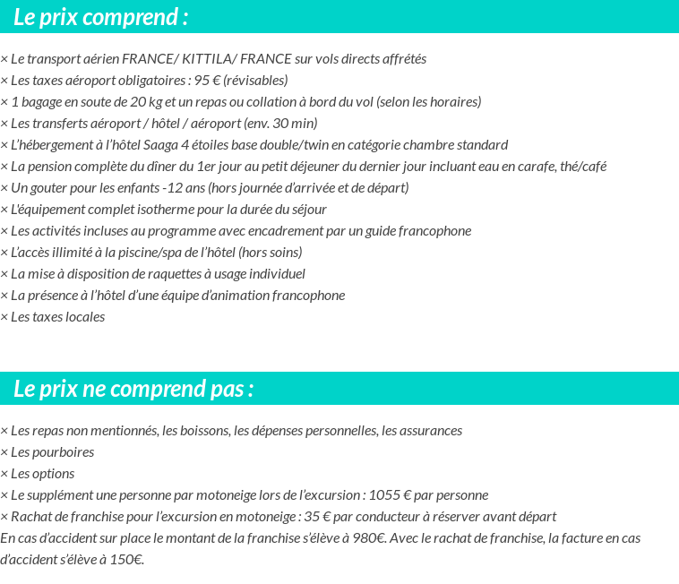 Conditions tarifaires