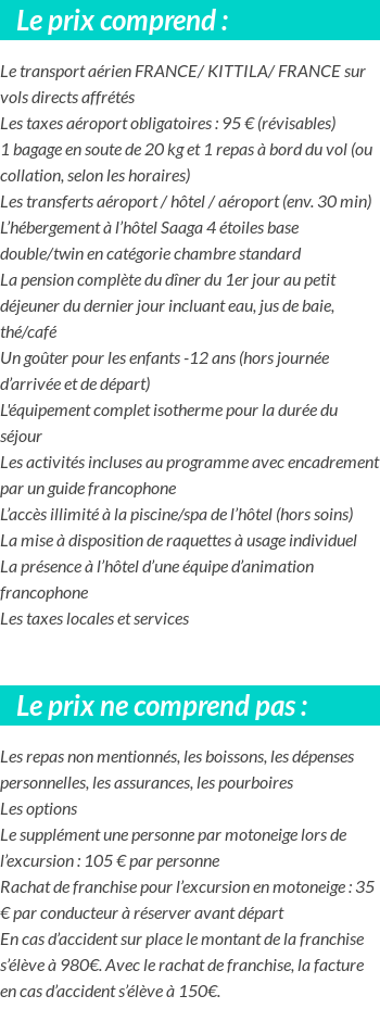 Conditions tarifaires