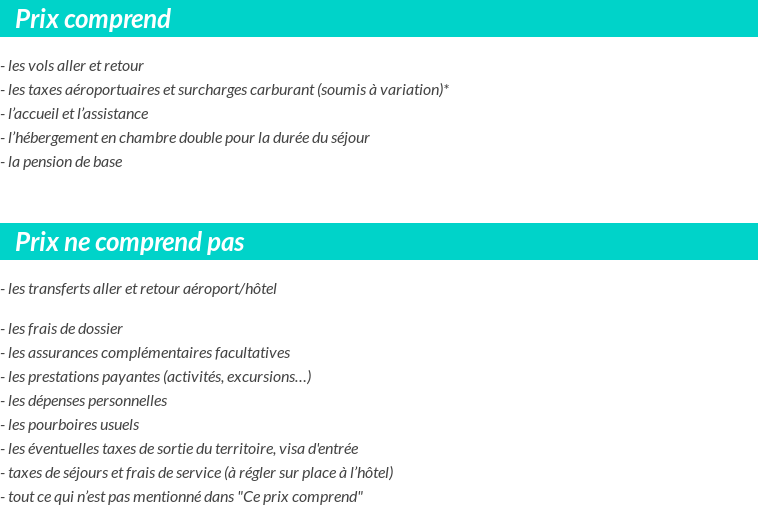 Conditions tarifaires
