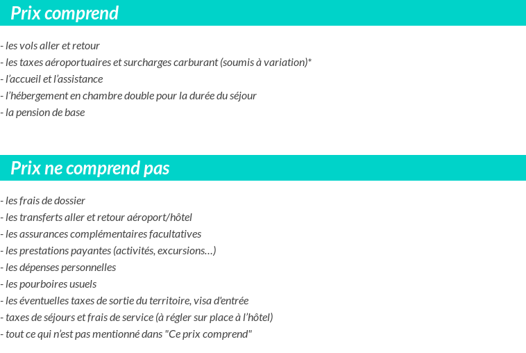 Conditions tarifaires