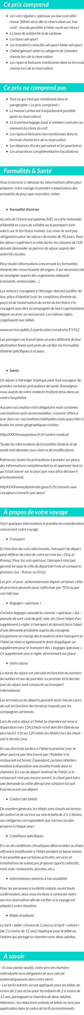 Conditions tarifaires