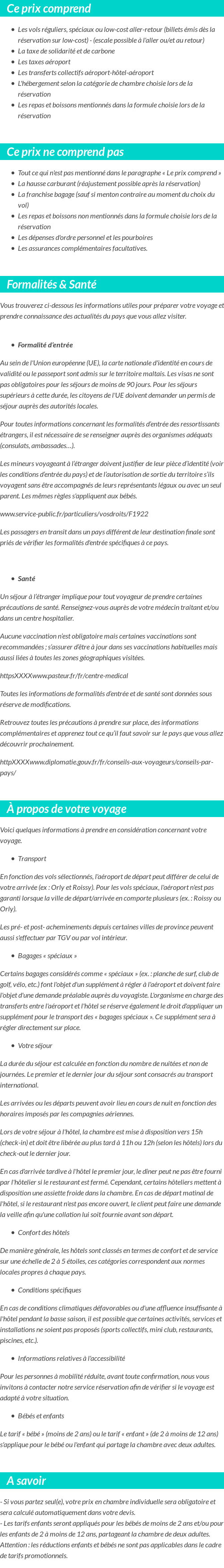 Conditions tarifaires