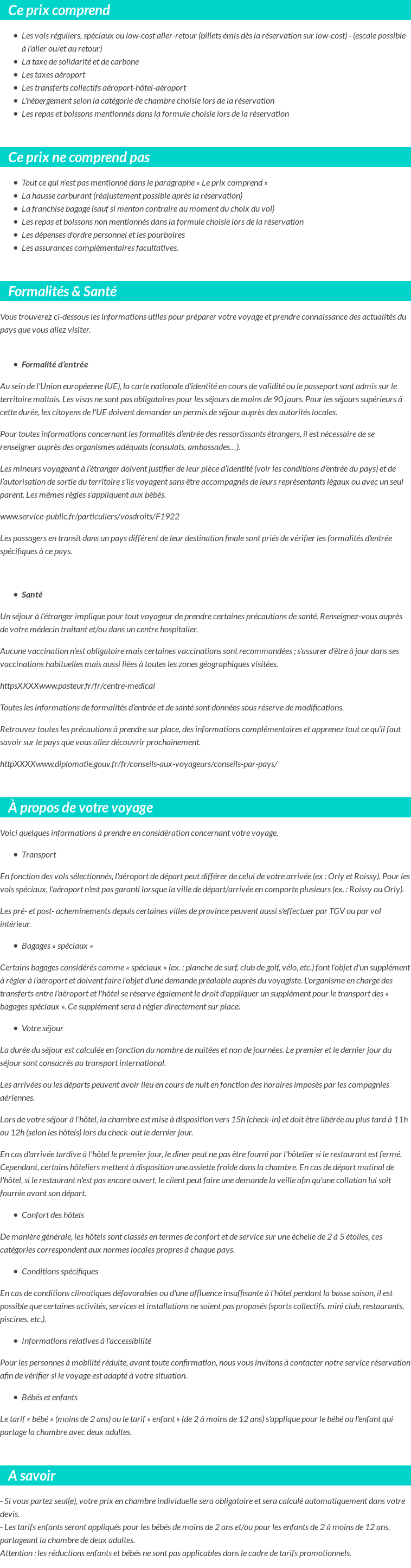Conditions tarifaires
