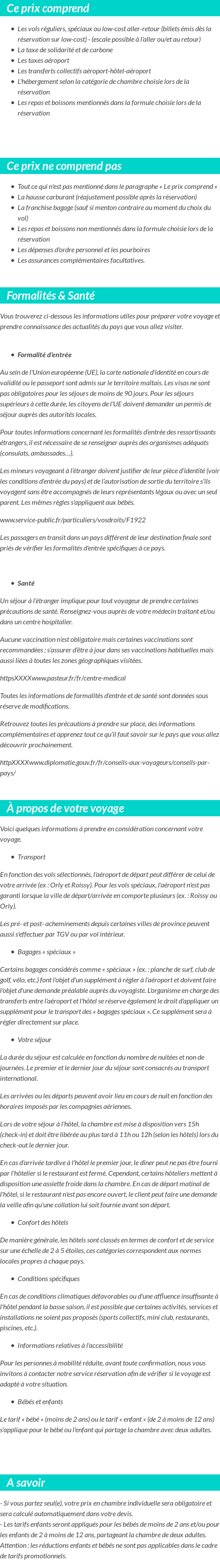 Conditions tarifaires