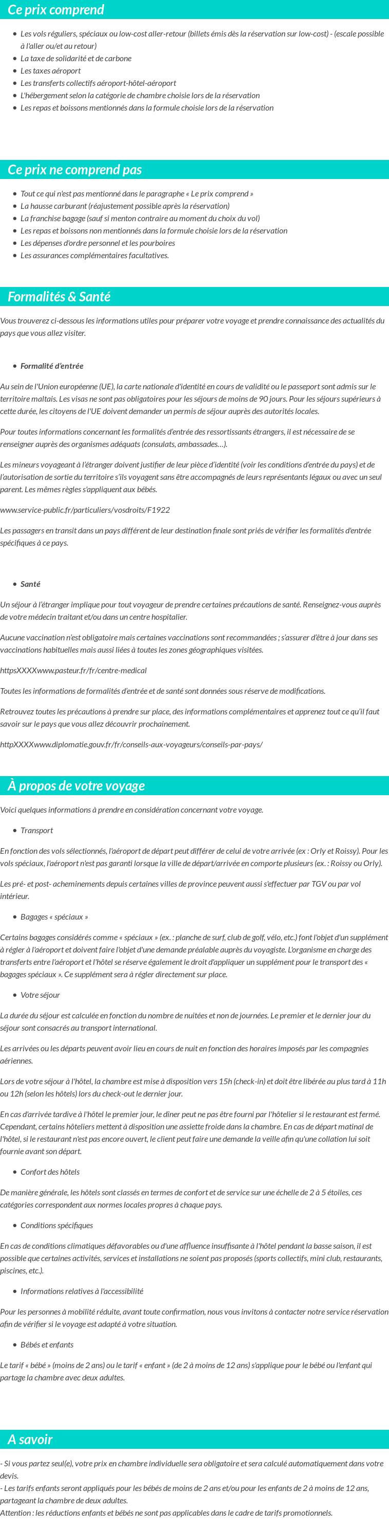 Conditions tarifaires