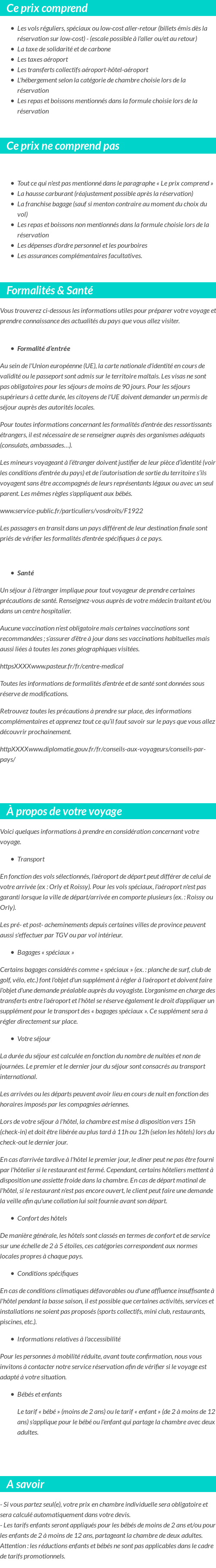 Conditions tarifaires