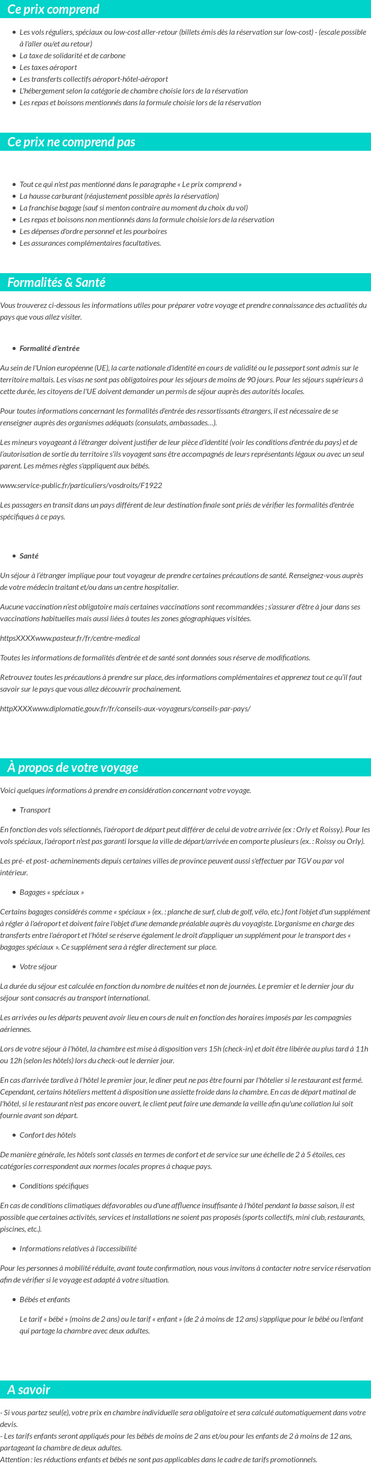 Conditions tarifaires