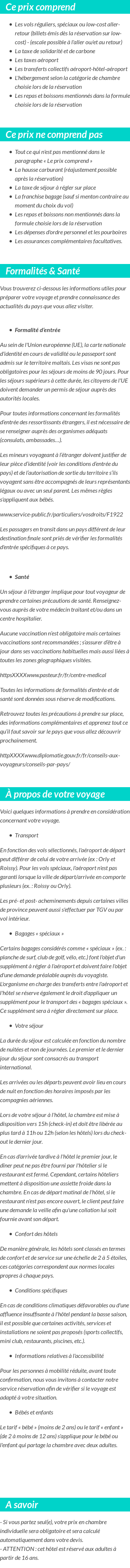 Conditions tarifaires