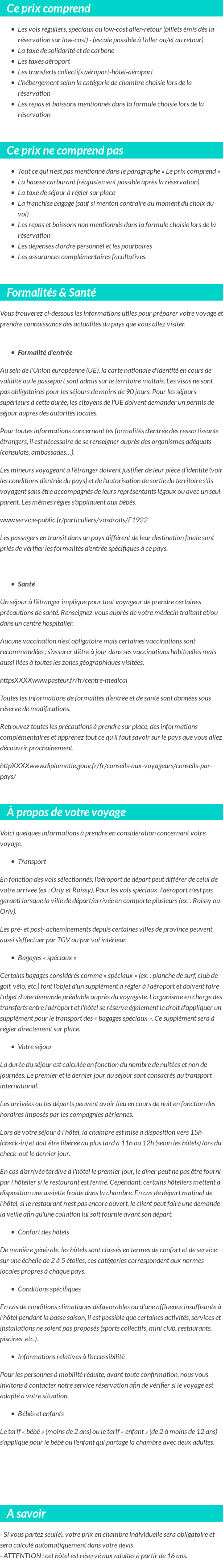 Conditions tarifaires