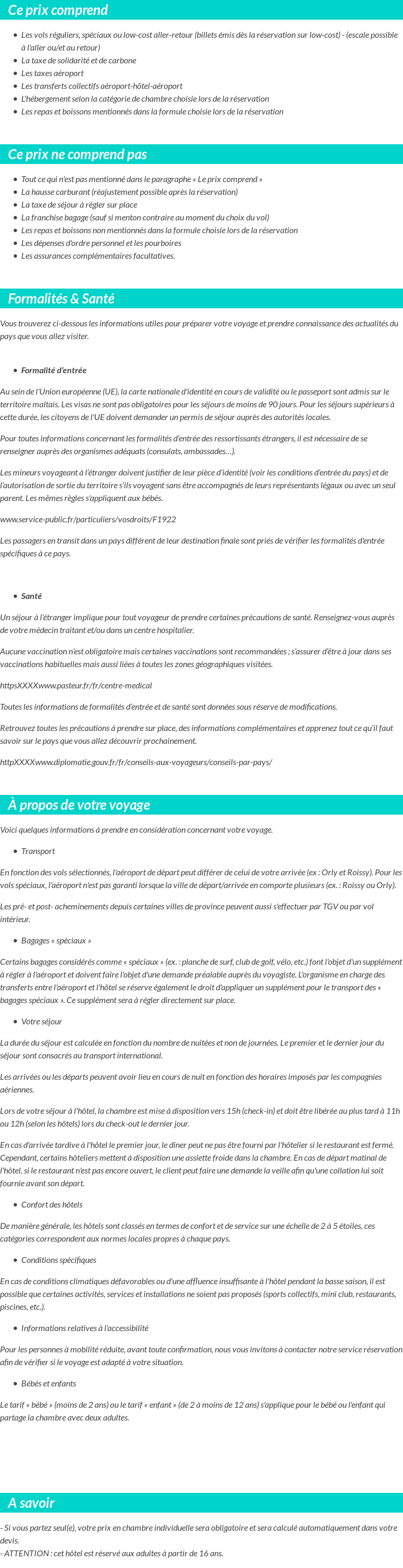 Conditions tarifaires