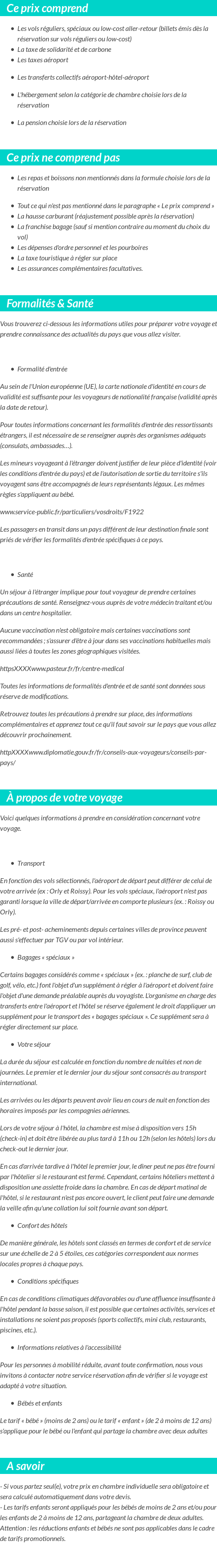 Conditions tarifaires