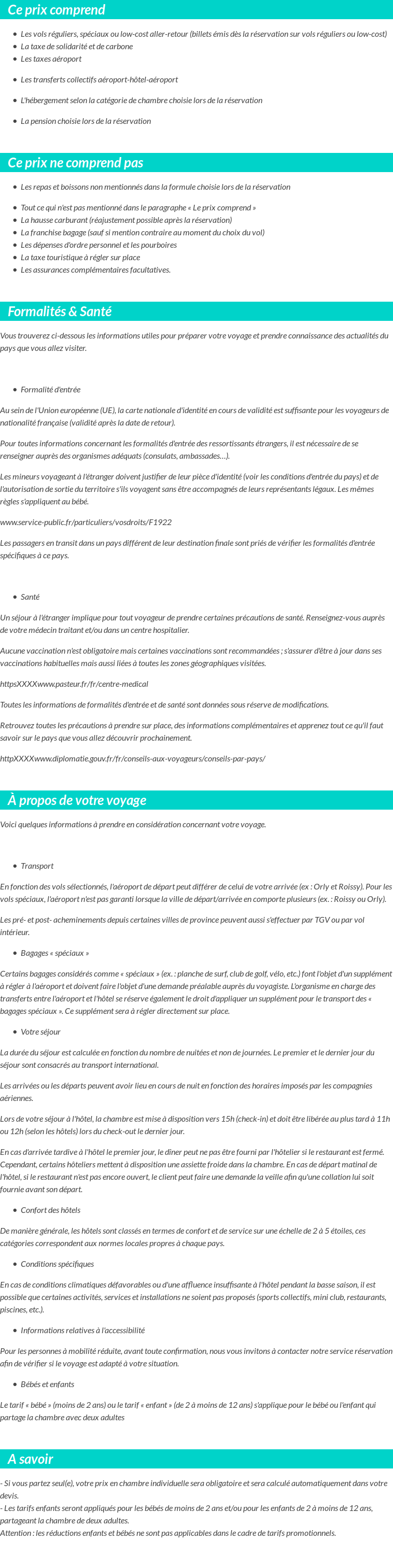 Conditions tarifaires
