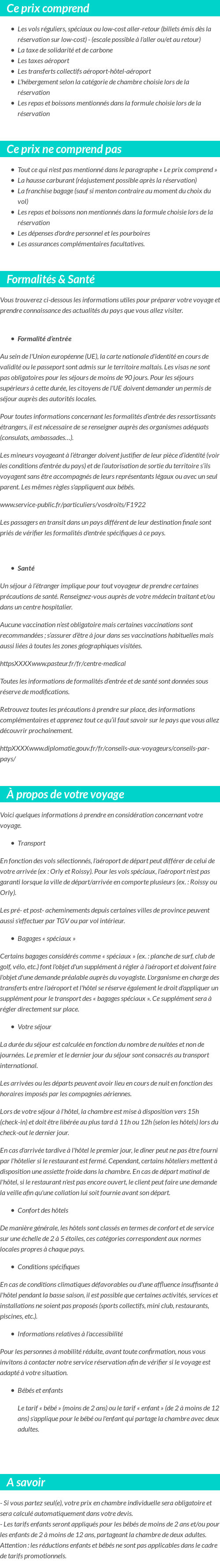 Conditions tarifaires