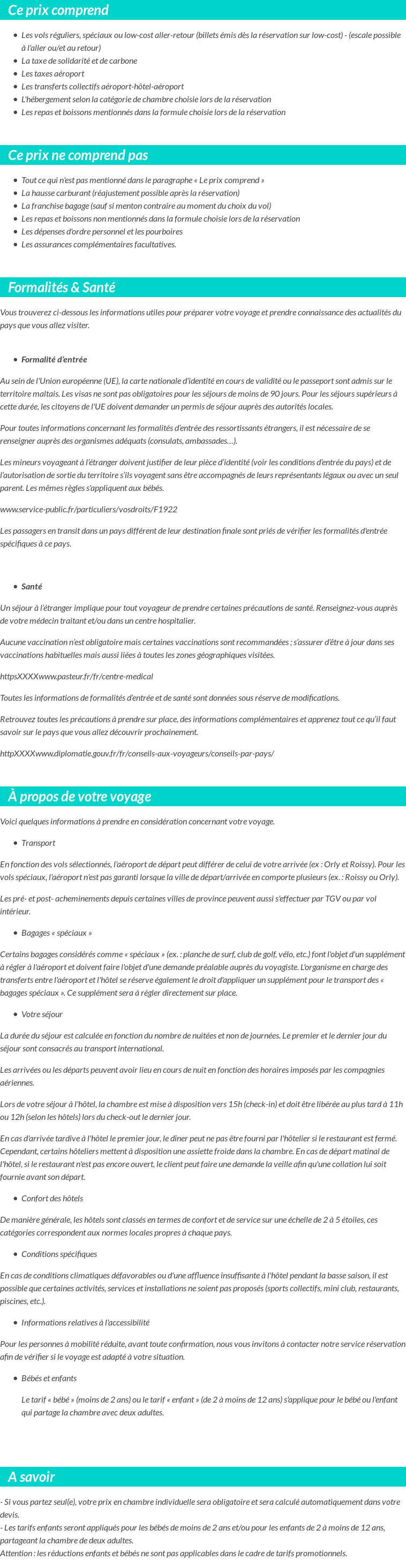 Conditions tarifaires