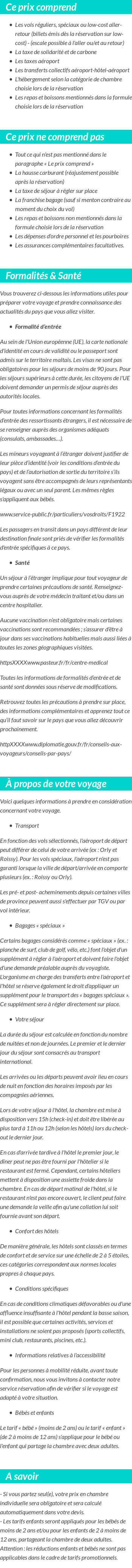 Conditions tarifaires