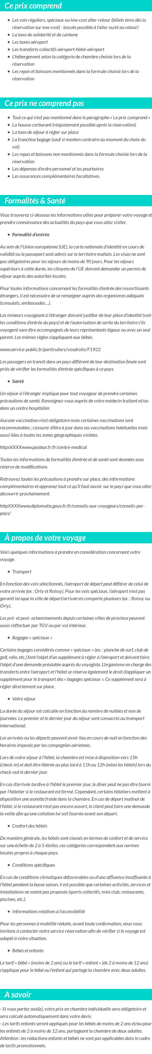 Conditions tarifaires