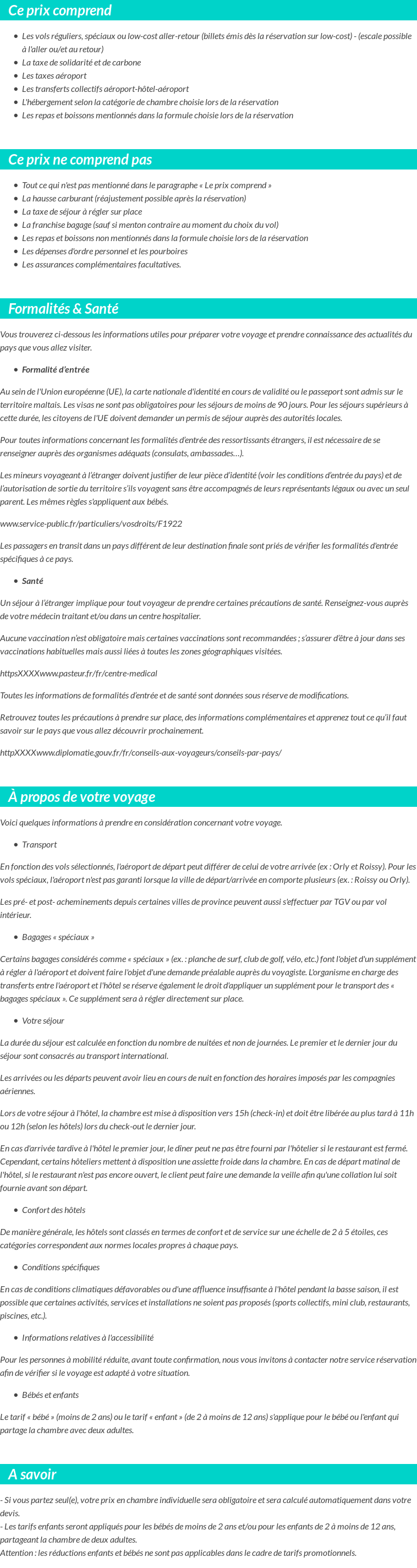 Conditions tarifaires