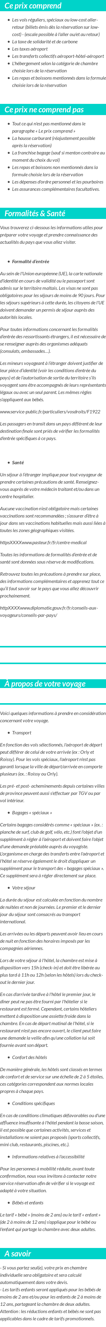 Conditions tarifaires