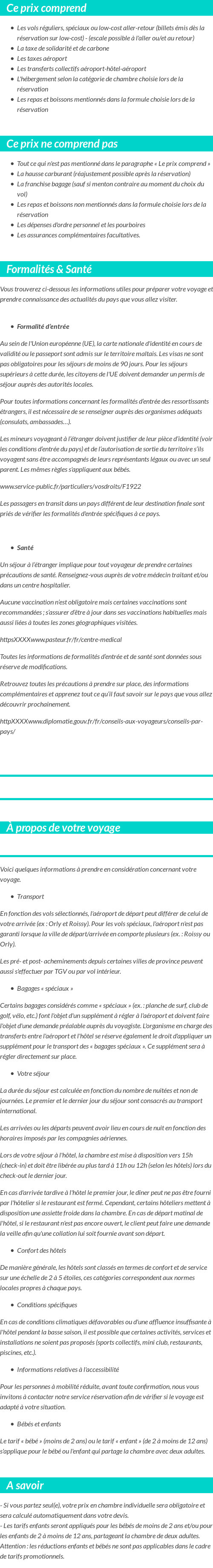Conditions tarifaires