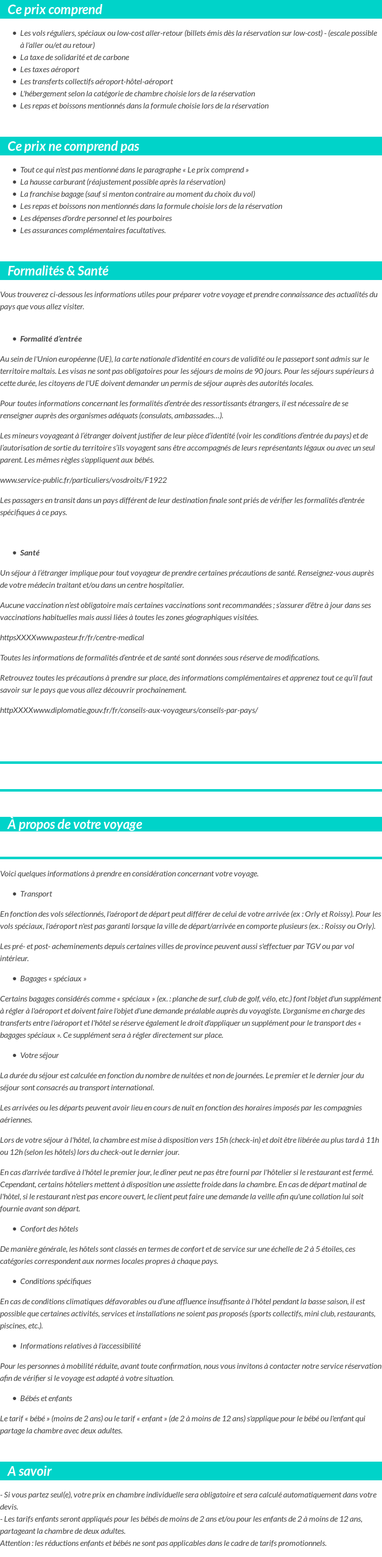 Conditions tarifaires