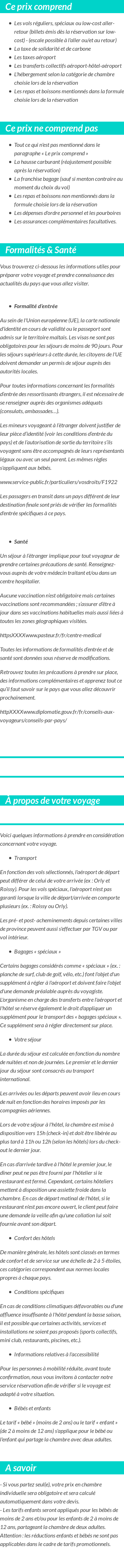 Conditions tarifaires