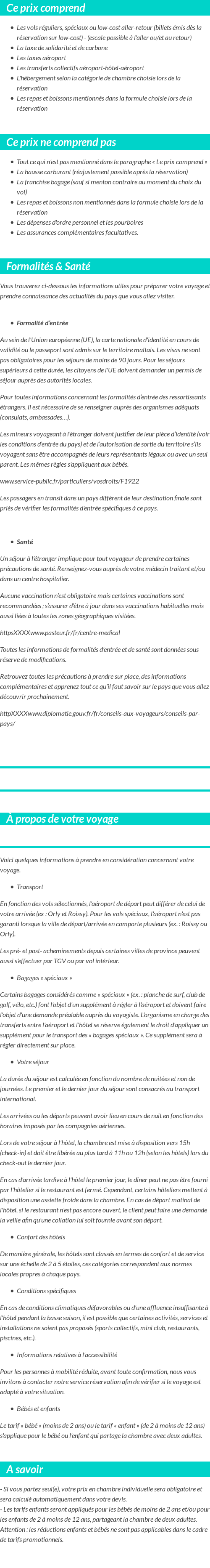 Conditions tarifaires