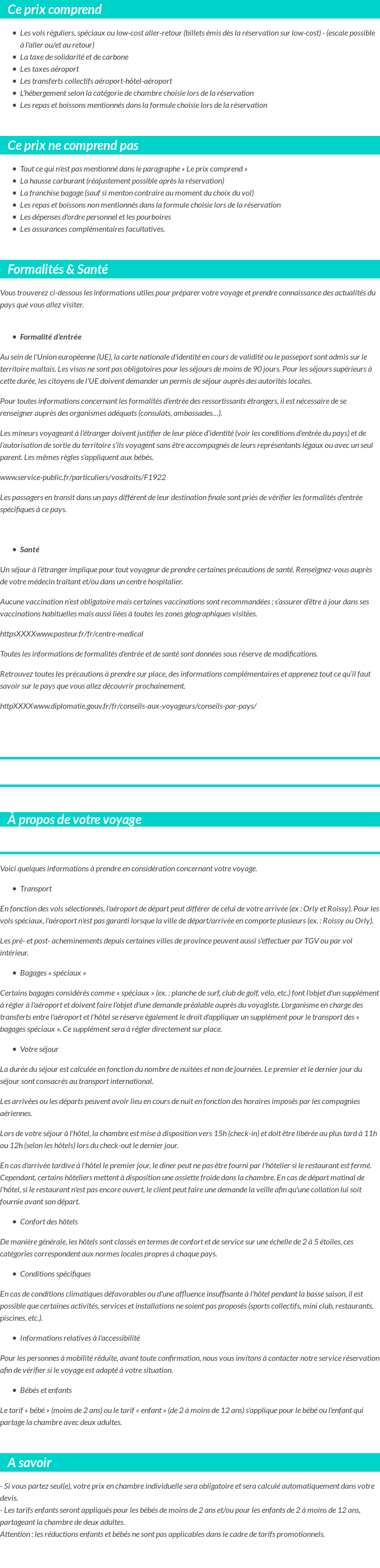 Conditions tarifaires