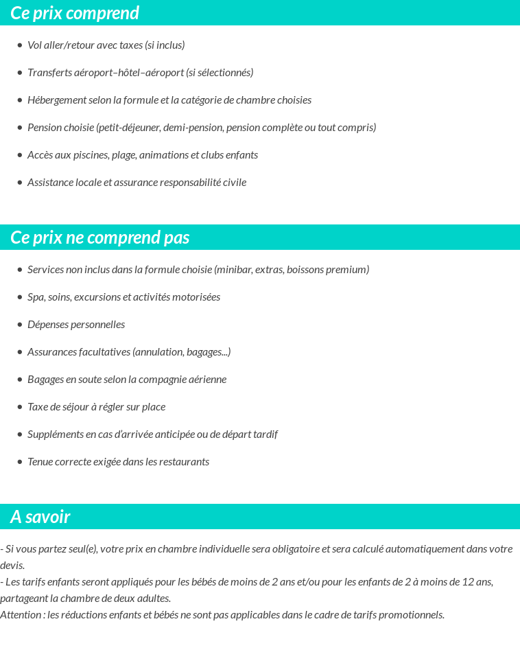 Conditions tarifaires