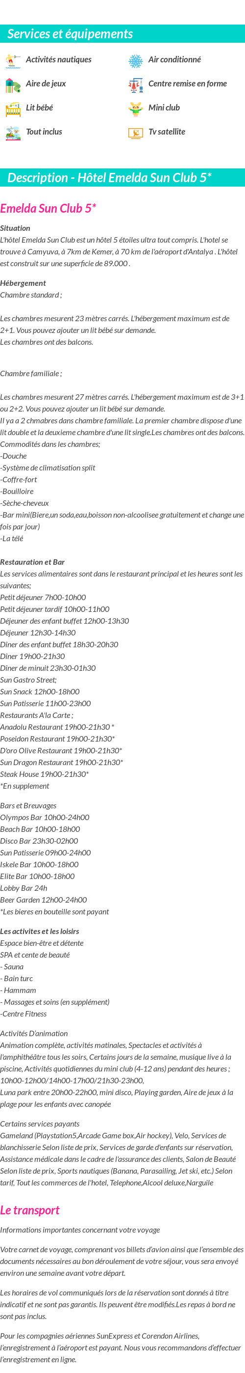 Détails du séjour