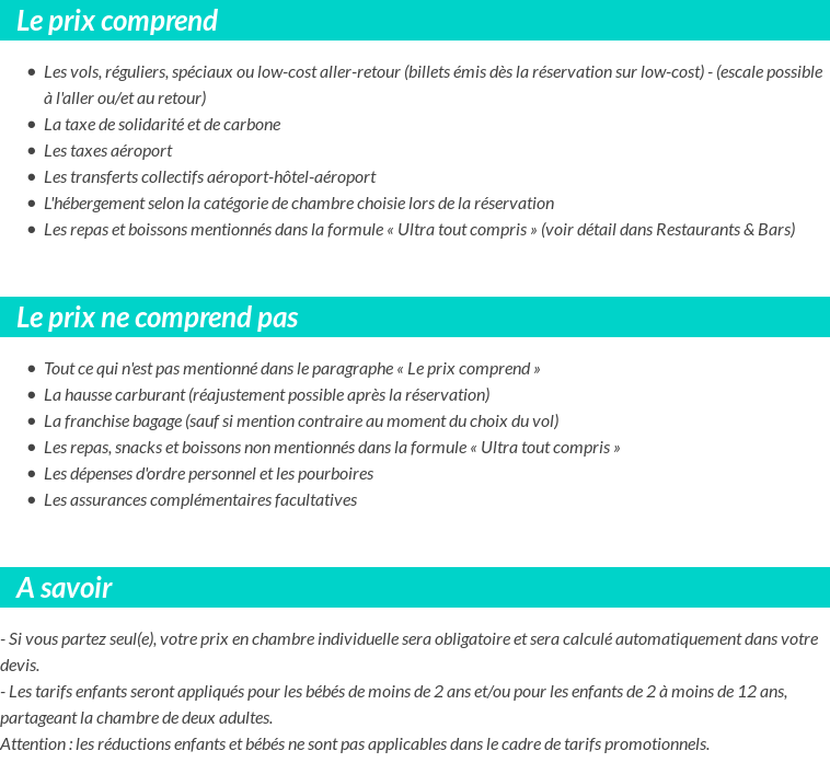 Conditions tarifaires