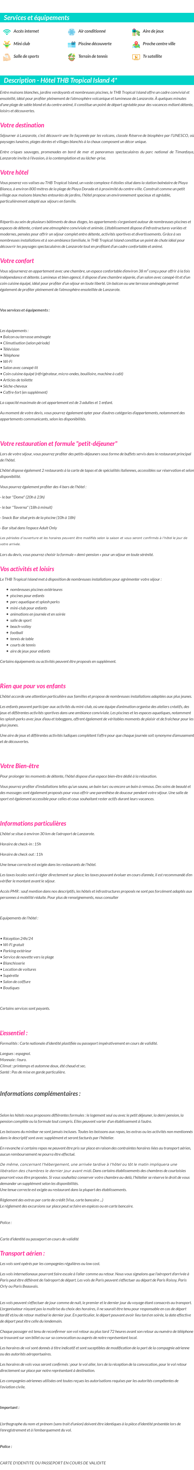 Détails du séjour