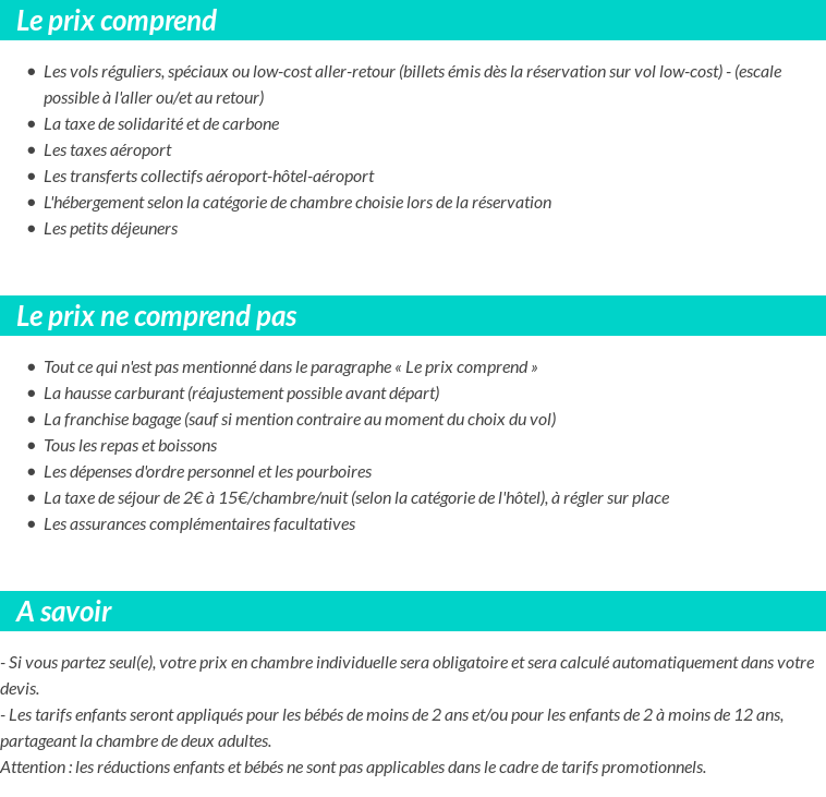 Conditions tarifaires