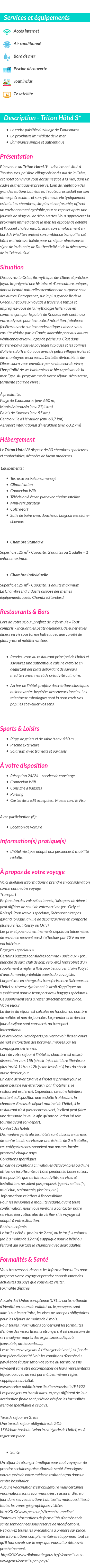 Détails du séjour