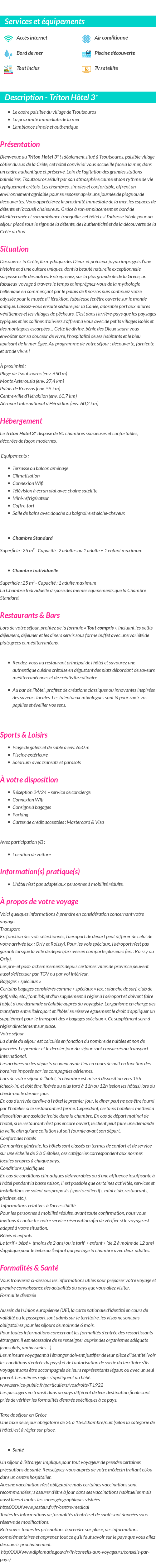 Détails du séjour