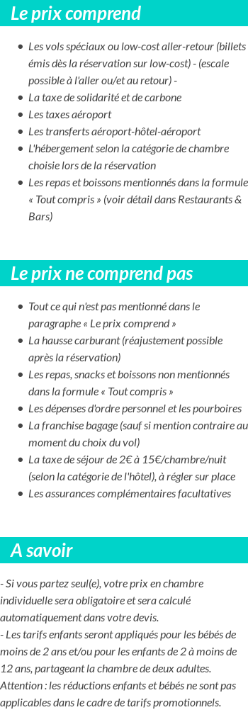 Conditions tarifaires