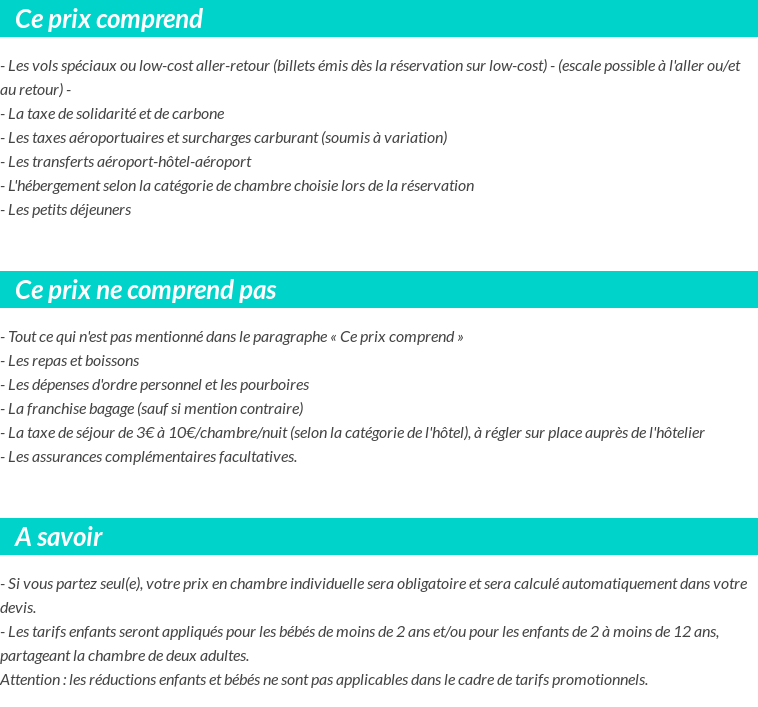 Conditions tarifaires
