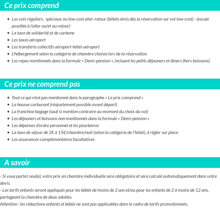 Conditions tarifaires