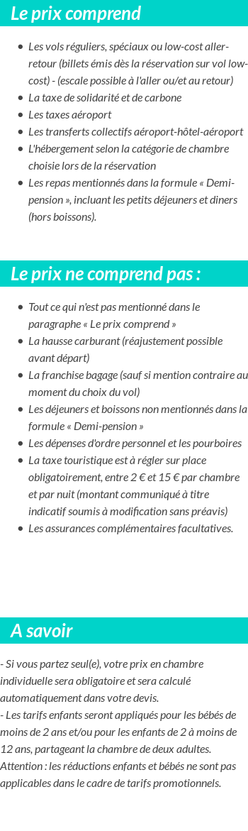 Conditions tarifaires