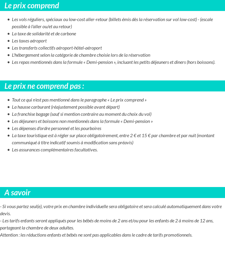 Conditions tarifaires